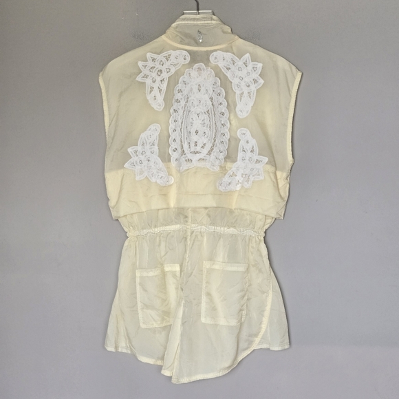 NEW Free People Marigold Butter Yellow Water-resistance Embroidered Onsie Romper - Picture 12 of 13